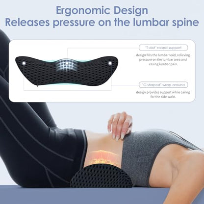 kasney Lumbar Support Pillow for Office Chair, Back Pillow, Black - color: Black