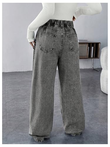 MakeMeChic Women's Maternity Jeans Loose Fit Over The Belly Pants - color: Grey, size: Medium