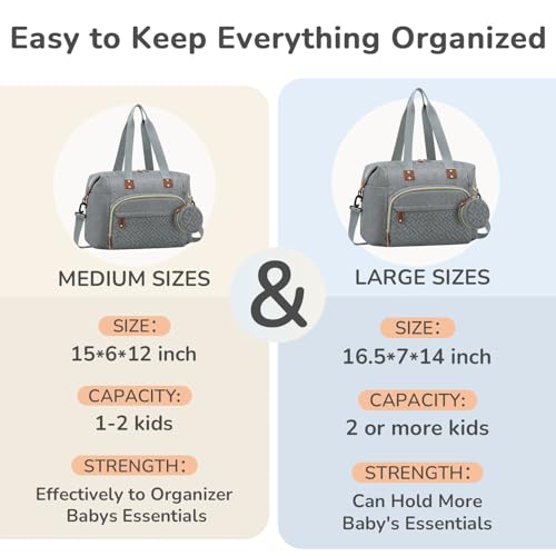 Tenot Diaper Bag Tote, Baby Bags with Pacifier Case Grey - color: Grey, size: Medium