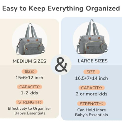 Tenot Diaper Bag Tote, Baby Bags with Pacifier Case Grey - color: Grey, size: Medium