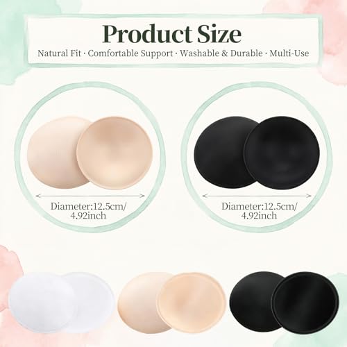 12 Pairs Round Bra Pads Inserts Kit, Removable Washable Sports Bra Padding Insert for Bikinis Top Swimsuit Sport Bras