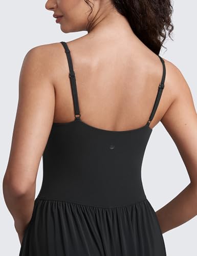 CRZ YOGA Square Neck Maxi Casual Dress - color: Black, size: Medium