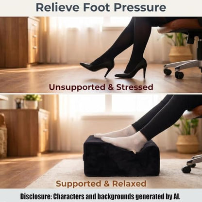 Keep Warm Foot Stool Foot Rest for Under Desk At Work - color: Black+
