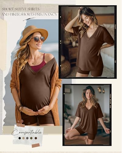 Women's 2 Piece Maternity Oversized Set - color: Chestnut, size: Large