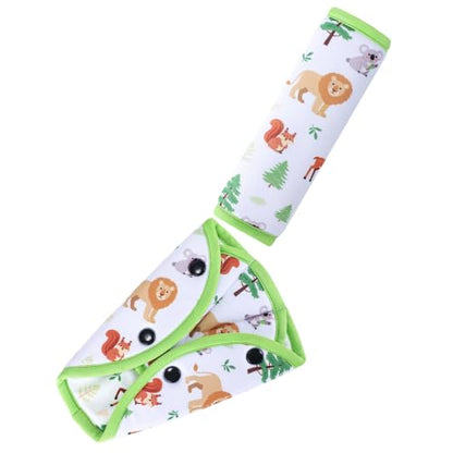 COOLBEBE Kids Seat Straps Cover Pad, Forest Animals - color: White Zoo