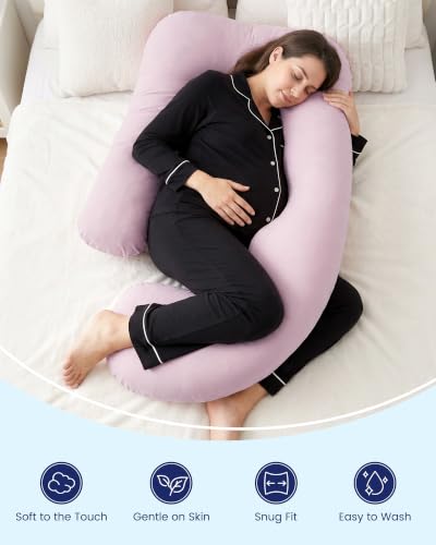 TotAha Soft Pregnancy Pillow Cover: Compatible with Momcozy U-Shaped Body Pillow, 2-Pack Replacement Pillow Case for 55/57 Inch Maternity Pillows, Pillow Not Included - color: Rosalie