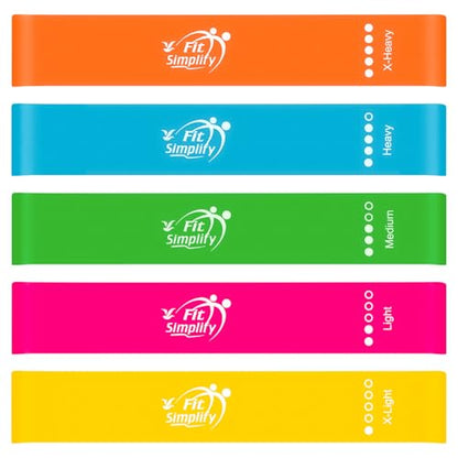 Fit Simplify 10 Inch Resistance Loop Exercise Bands, Set of 5, Assorted Colors