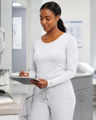 Healing Hands Underscrub Long Sleeve Women Knits Scrub Tops - color: White, size: X-Small