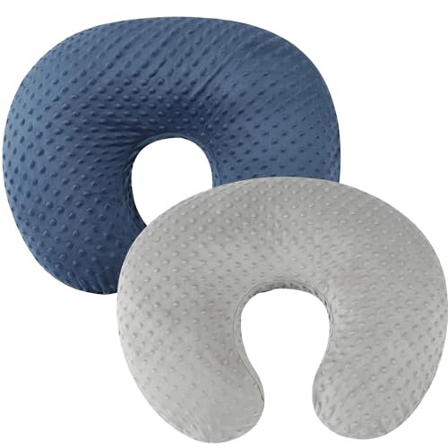 Dot Nursing Pillow Cover Set 2 Pack Compatible with Boppy Pillow - color: Grey & Navy