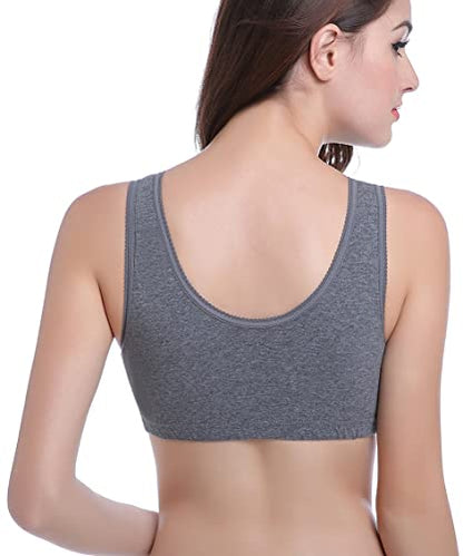 CAKYE 3 Pack Maternity Nursing Sleep Bra Breastfeeding Cotton Bralette - color: Black/Gray/Dark Grey, size: Medium