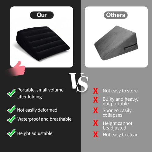 Inflatable Wedge Pillow for Travel, Camping & Indoor Sleep - color: Drak
