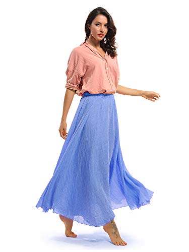 Women's Cotton Long Flowy Rave Renaissance Maxi Skirt - color: Denim Blue, size: Medium