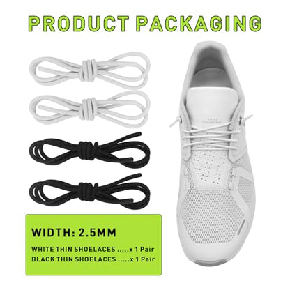 2 Pairs Elastic Shoe Laces for On Cloud 5, 6 Sneakers - color: Black+white, size: 18in (45cm)