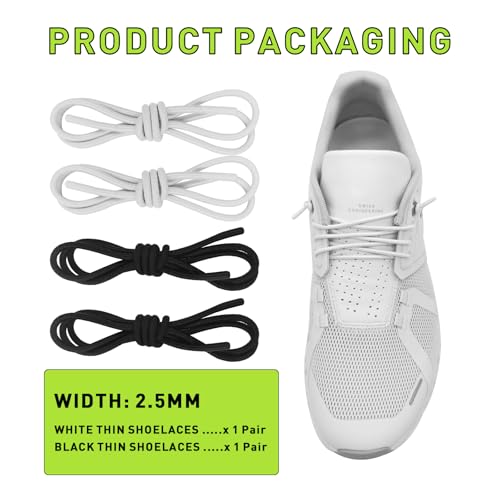 2 Pairs Elastic Shoe Laces for On Cloud 5, 6 Sneakers - color: Black+white, size: 22in (55cm)