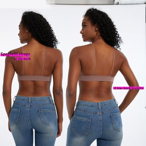 Seamless Bra for Women Low Back Bralette Wirefree Spaghetti Bra with Padded Removeable - color: Slate Violet, size: Small