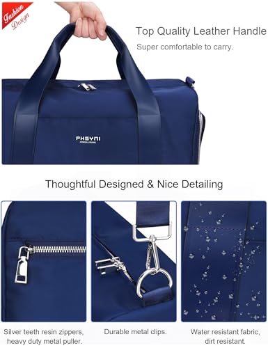 19" Navy Blue Personal Gym Bag for Women,with Shoe Compartment & Wet Pocket - color: Navy Blue, size: 19" Medium Size