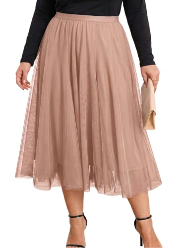 Eytino Plus Size Maxi Skirts for Curvy Women - color: Pink, size: 2X