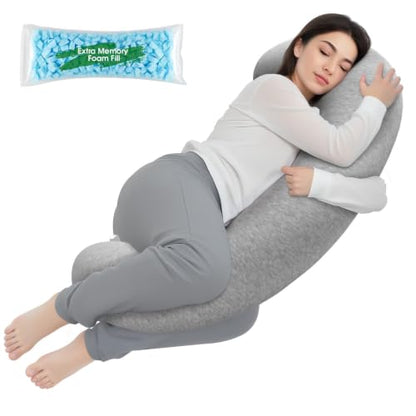 TranquilRelax C Shaped Body Pillow for Side Sleepers, Grey-35"*10" - color: Grey, size: 35*10 in