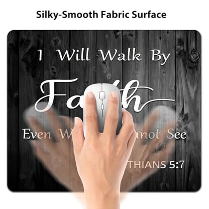 I Will Walk By Faith Even When I Cannot See Mouse Pad, Rustic Wood Desk Mat - color: Custom Designs Art 025