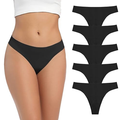 Women's Incontinence Thong Panties Washable Leak Proof Underwear 5 Pack XL - color: 5 Black, size: X-Large