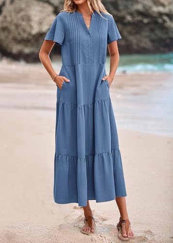 KIRUNDO Summer Maxi Dresses for Women 2026 - color: Blue, size: X-Large