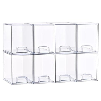 Sorbus Stackable Acrylic Storage Drawers, 8 Pack Clear Plastic Organizer Bins for Baby Bottles, Makeup, Bathroom, Vanity & Kitchen Countertop Organization, Pull-Out Drawer Design for Cabinets & Pantry - size: Tall, style: 8 Pack