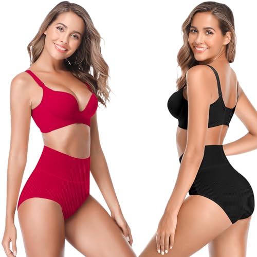 Women's High Waist Cotton Underwear Super Stretchy Briefs Full Coverage Panties Soft Women Panties 5-Pack - color: Dark-5pack, size: Medium-Large