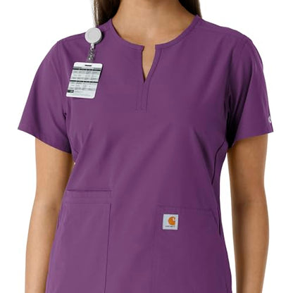 Carhartt Scrubs C12413 Women's Force® Essentials Modern Fit Notch Neck - color: Eggplant, size: X-Small