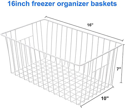 16inch Upright Freezer Organizer Baskets for 13-14,16-21 cu.ft Standup Freezer, Settle freezer chaos and reduce food waste effectively, Durable, Fully Use Space, Improve Air Circulate, White, 3pcs - color: 16*10*7, white