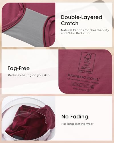 BAMBOO COOL Womens Boy Shorts Underwear High Waisted Boxer Briefs 5 Pack - color: Multicoloured I (5-pack), size: X-Large