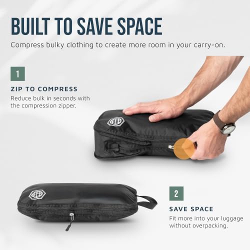 TRIPPED Travel Gear Large Compression Packing Cubes 7-Piece Set for Travel - color: Black