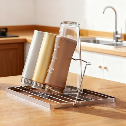 Folding Water Bottle Drying Rack,Folds Flat for Easy Storage,Space-Saving Draining Board Organizer,Made from 304 Stainless Steel