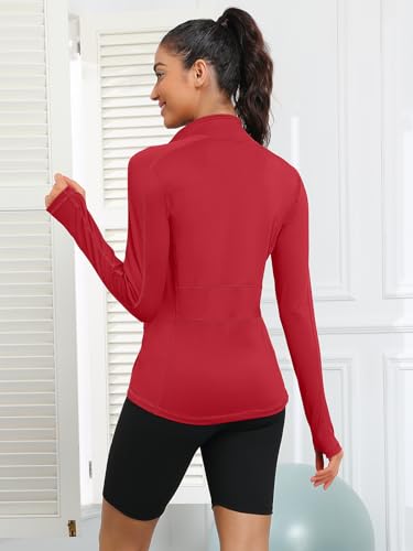 VUTRU Women's Workout Yoga Jacket Full Zip Running Athletic Track Jacket - color: A-red, size: Large