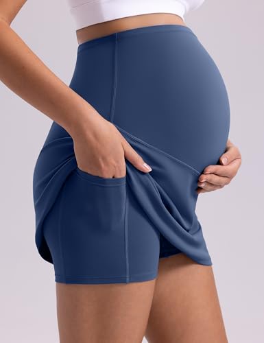 POSHDIVAH Creamluxe Maternity A-Line Tennis Golf Skirt - color: Navy, size: Medium