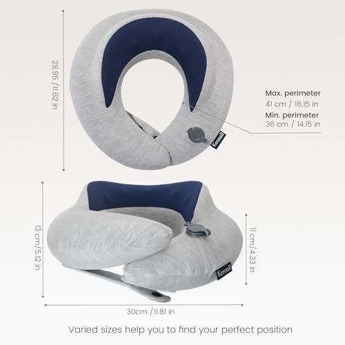 Keemall Inflatable Travel Neck Pillow Plane, 3rd Generation Double Comfort - color: Leisure Grey, size: Medium