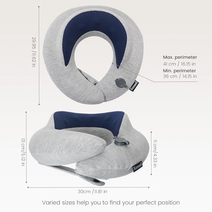Keemall Inflatable Travel Neck Pillow Plane, 3rd Generation Double Comfort - color: Leisure Grey, size: Medium
