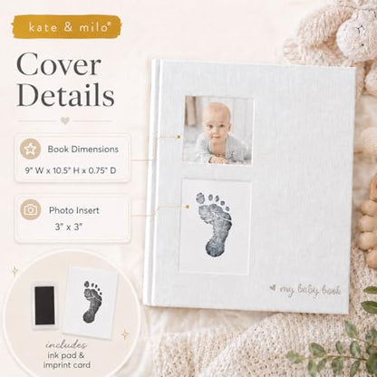 Kate & Milo First Year Baby Memory Book with Ink Pad, Gray