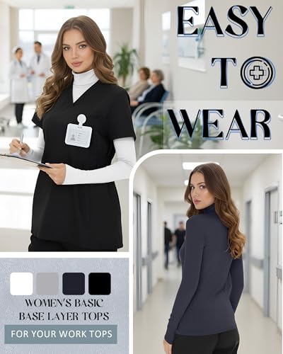 4 Pack Women's Underscrub Shirts - color: Black, Dark Gray, White, Light Gray, size: X-Large
