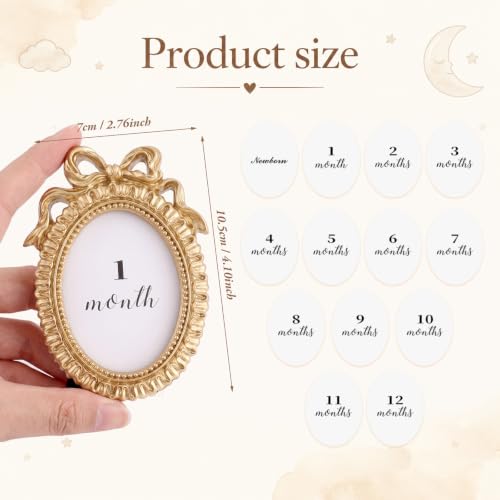Novabright Baby Monthly Milestone Photo Frame Set, Bow Oval - style: Bow Oval