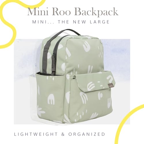 Mini Roo Diaper Bag Backpack | Pear Doodle Baby Bag - 6 Pocket Daily Use - color: Pear Doodle