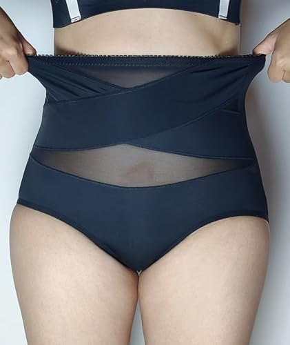 Postpartum Compression Underwear for Women High Waisted Lightweight Breathable C Section Recovery Panties - color: Black, size: Large