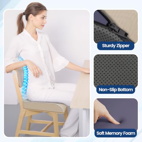 SweetSlubr Seat Cushion, Chair Pad, Memory Foam Tailbone Pain Relief - color: Beige, size: Large