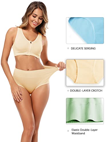 Molasus Women's Cotton Underwear High Waisted Full Coverage Ladies Panties (Regular & Plus Size) - color: Multicolor-5pack-a5, size: 5X-Large