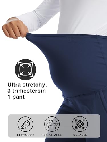 Women's Maternity Scrub Pants with 6 Pockets & 4-Way Stretch - color: Navy, size: 3X-Large
