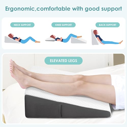 Cozymaker 7.5-inch Bed Wedge Pillow for Sleeping Back Support Pain Relief - size: Triangle Wedge 24*24*7.5 inch