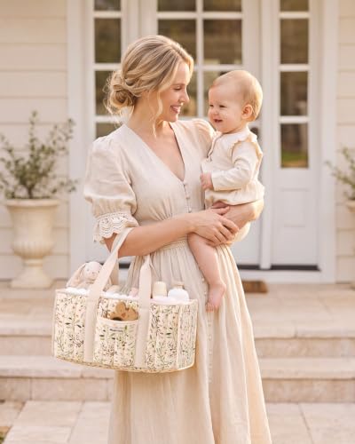 Blissful Diary Baby Diaper Caddy Organizer, Nursery Storage, Ditsy Daisy - color: Ditsy Daisy