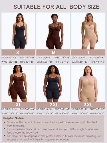 Bathroom Friendly Full Body Shapewear Bodysuit for Women - color: Coffee, size: 3X-Large