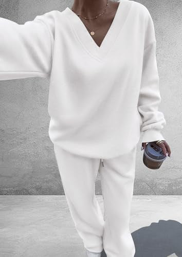 PRETTYGARDEN Womens 2 Piece Outfits Fall Sweatsuits - color: White, size: XX-Large