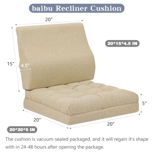 baibu Memory Foam Recliner Cushion with Lumbar Pillow, 20 x 20 x 5 in,Beige - color: Beige