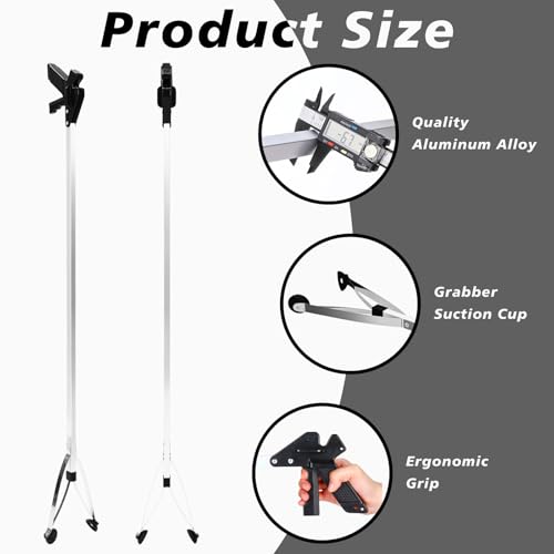 Sabary 5 Pack Suction Cup Grabber Reacher Tool Trash Picker,Black,43inch - color: Black, size: 43 Inch